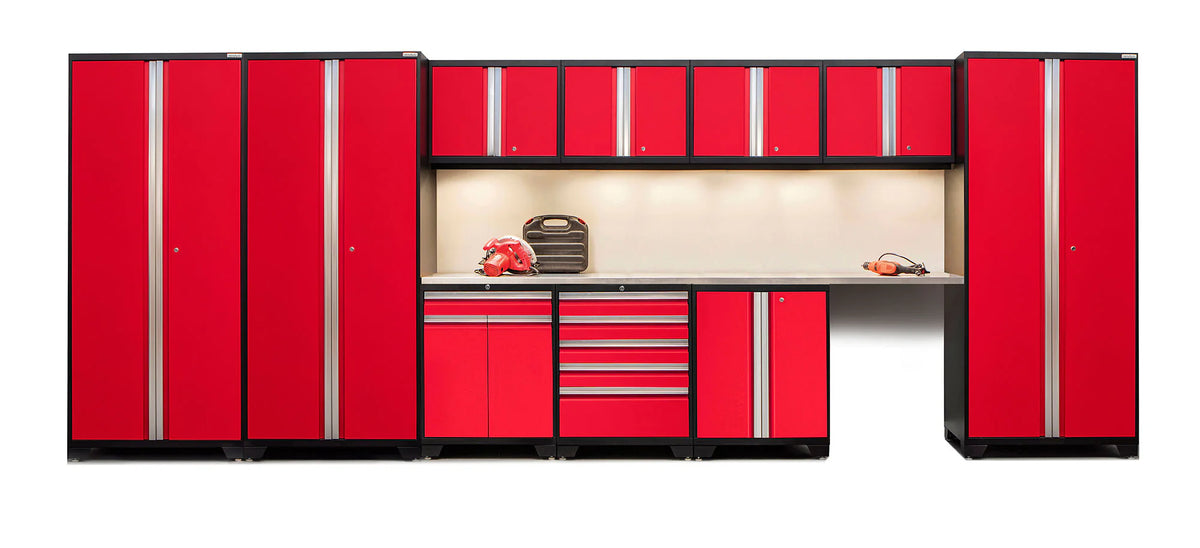 Pro Series 12PC Garage Cabinetry Set · 18-Gauge Steel · Fully-Welded · 220" W X 24" D X 84.75" H