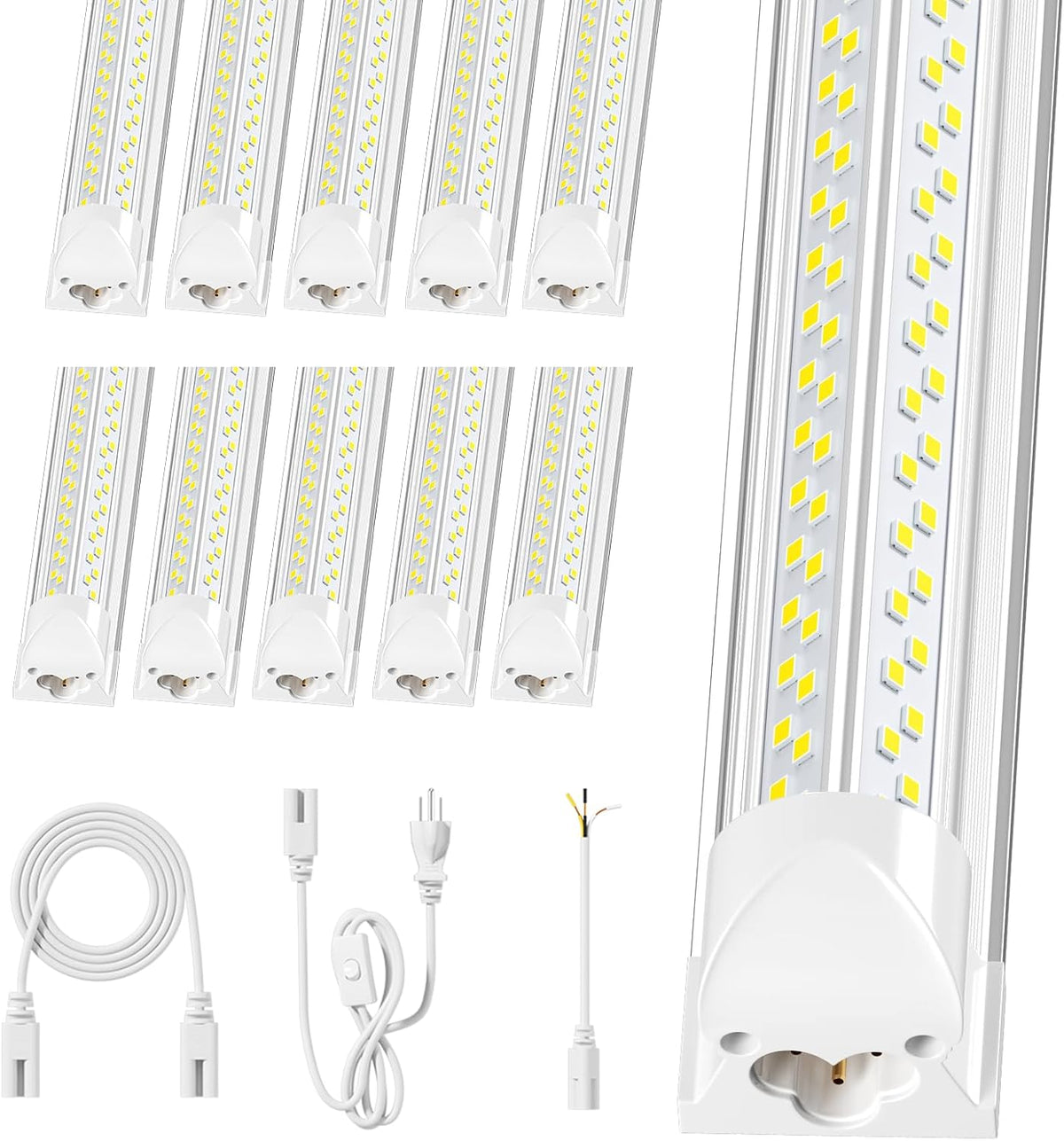 Super Bright 100W 5000K 15000LM 8FT Led Shop Lights 10-Pack for Garage Shop