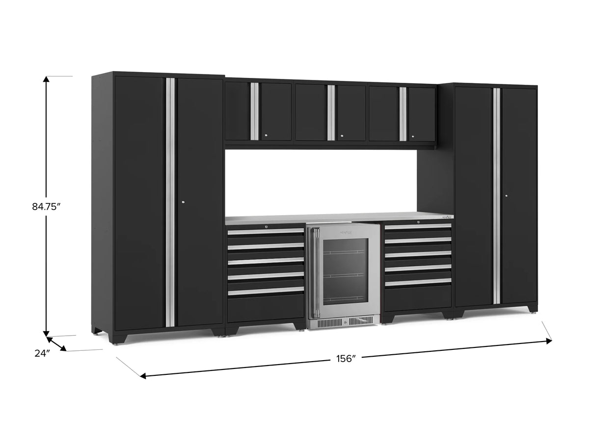Pro Series 9PC Garage Cabinetry Set · 18-Gauge Steel · Fully-Welded · 156" W X 24" D X 84.75" H