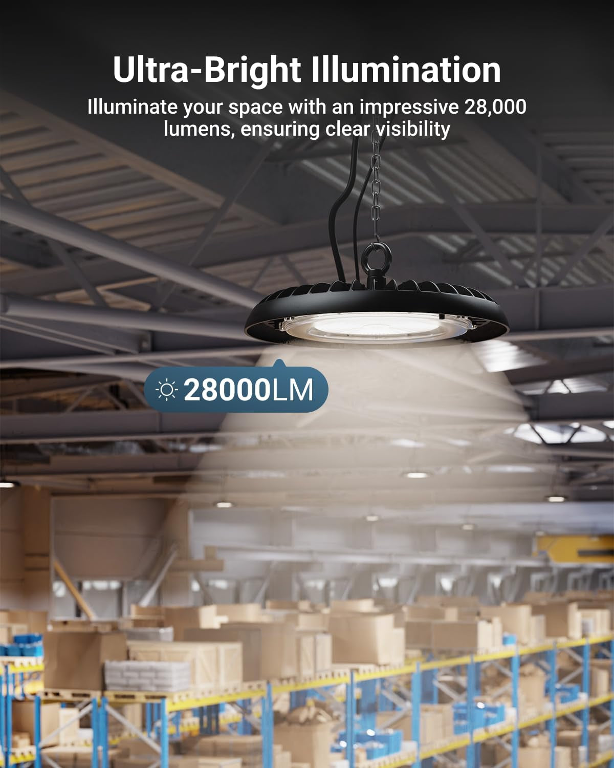 Sunco 10 Pack UFO LED High Bay Light, 200W, 5000K, 28000LM, Dimmable