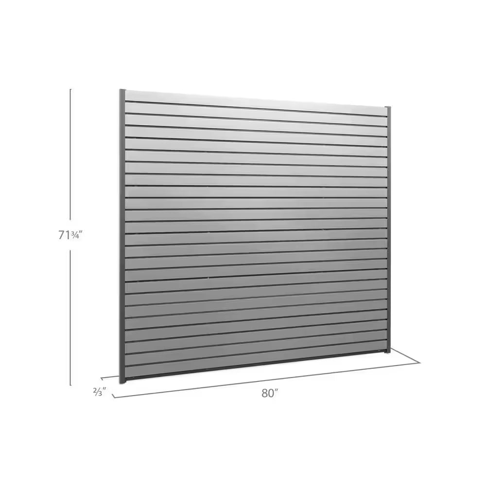 71.75 In. H X 0.66 In. W PVC Slatwall Panels Set in Silver (40 Sq. Ft.) with 40-Piece Hook Kit