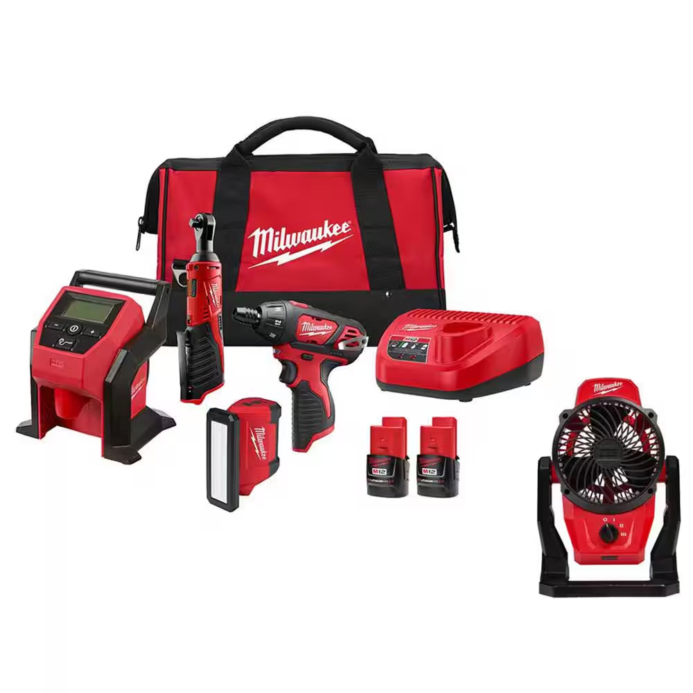 M12 12-Volt Lithium-Ion Brushless Cordless Combo Kit with M12 Jobsite Fan