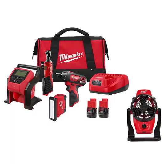 M12 12-Volt Lithium-Ion Brushless Cordless Combo Kit with M12 Jobsite Fan