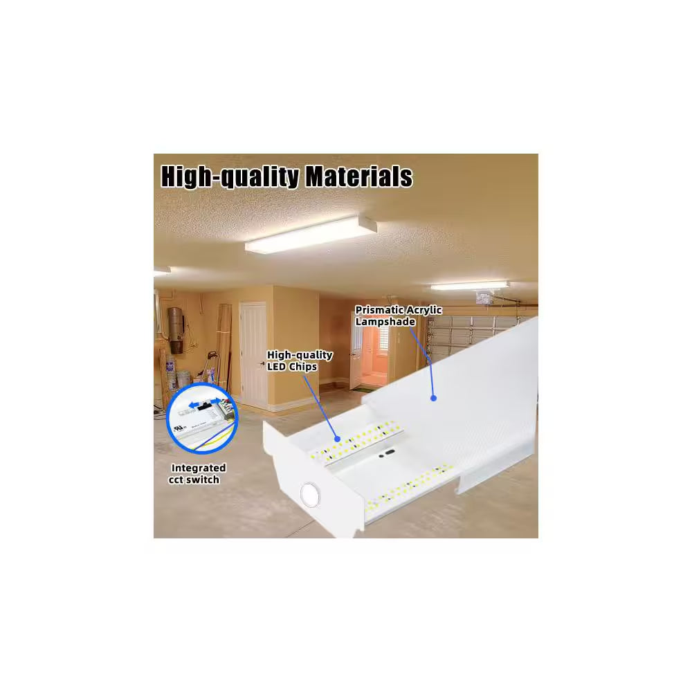 44.09 In. 5300 Lumens LED Wraparound Light Laundry Room/Garage Lighting 3-CCT Adjustable 3500/4000/5000K, Dimmable