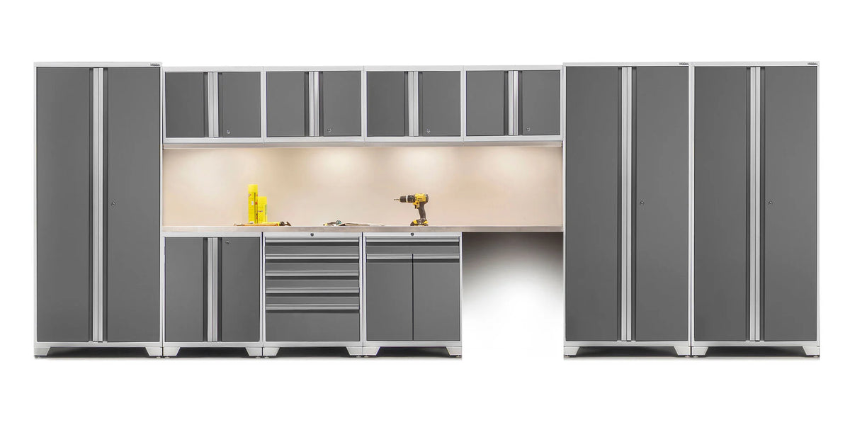 Pro Series 12PC Garage Cabinetry Set · 18-Gauge Steel · Fully-Welded · 220" W X 24" D X 84.75" H