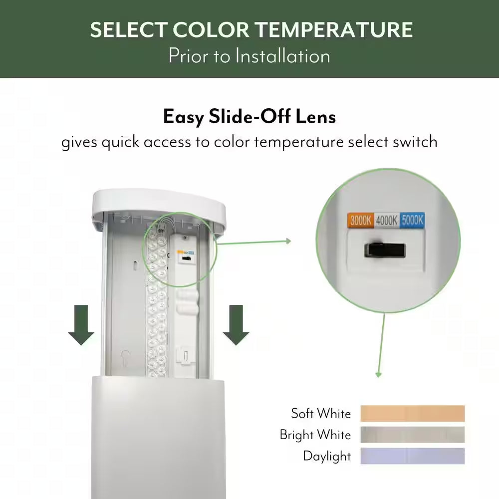 46 In. X 8 In. White LED Wrap Light Fixture 5200 Lumens 120V 3000K 4000K 5000K Dimmable Garage Lighting