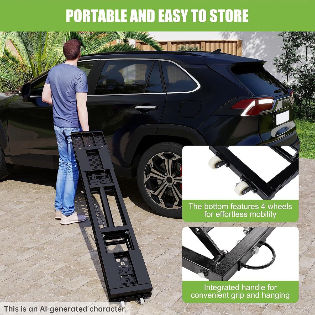 7000 LBS Portable Car Lift with Extension Plates, Black