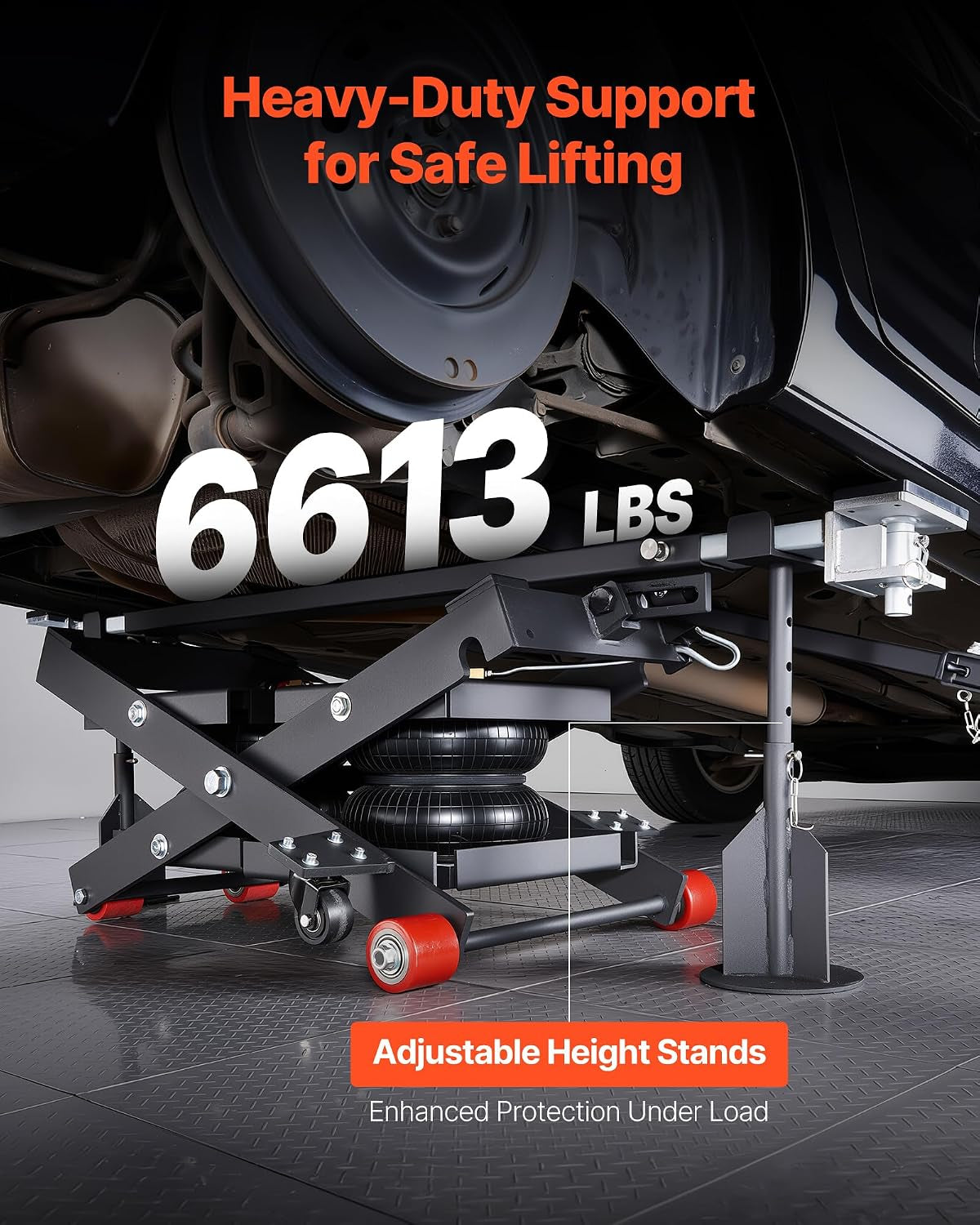 Air Portable Car Lift, 6613 Lbs/3 Ton Capacity, 21.7 Inch Max Height, Adjustable Portable Air Car Lift with Airbag, Support Stands, Wheel Chocks, Rubber Pads, Heavy-Duty for Sedan SUV Pickup