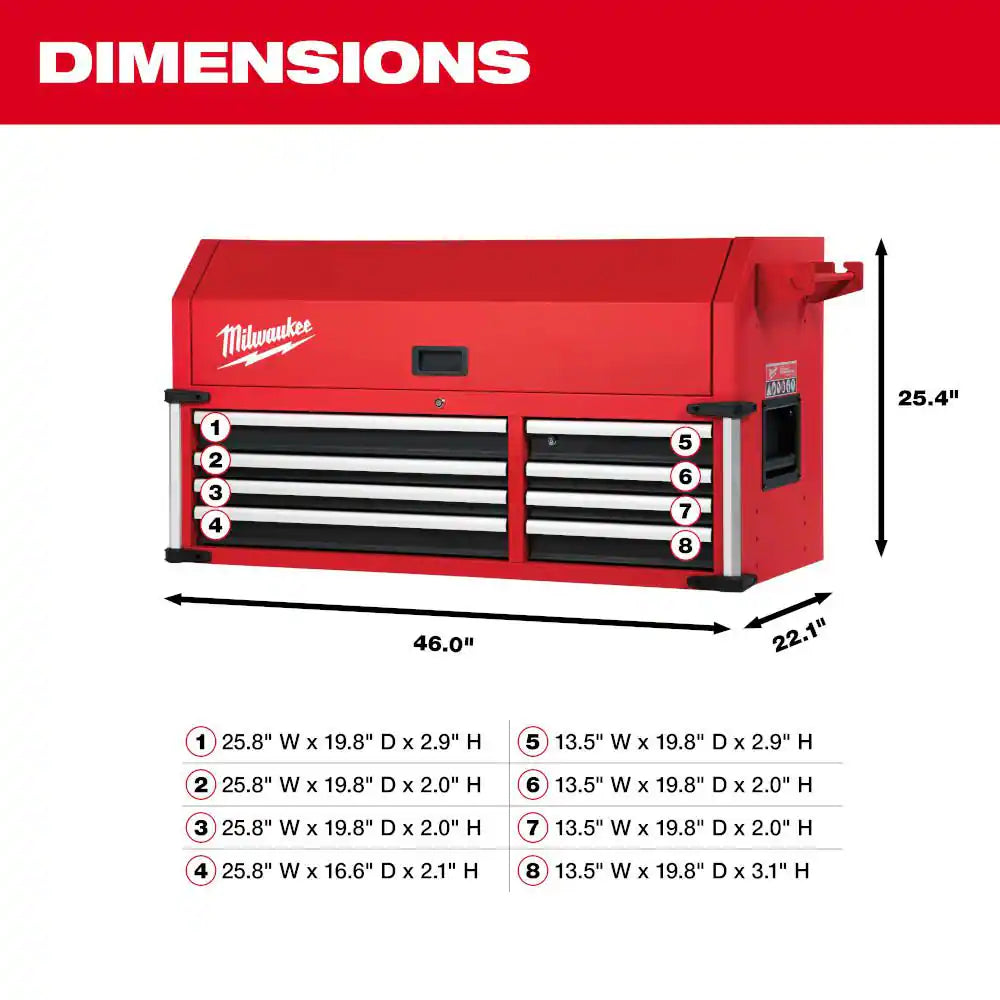 High Capacity 46 In. W X 22 In. D 8-Drawer Top Chest