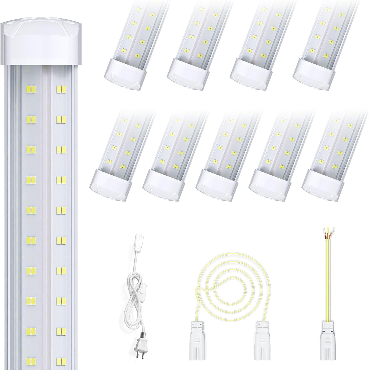 8FT 10 Pack LED Shop Lights, 120W 19200LM 6000K Garage Lighting