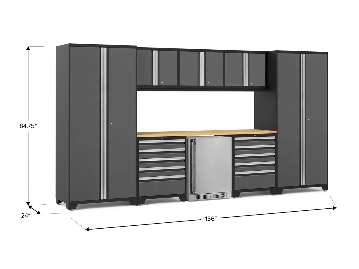 Pro Series 9PC Garage Cabinetry Set · 18-Gauge Steel · Fully-Welded · 156" W X 24" D X 84.75" H