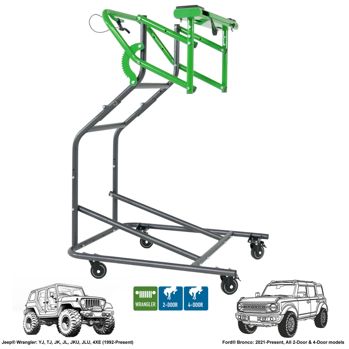 TopLift Pro V2 - Hardtop Removal & Storage Tool for Jeep Wrangler and Ford Bronco