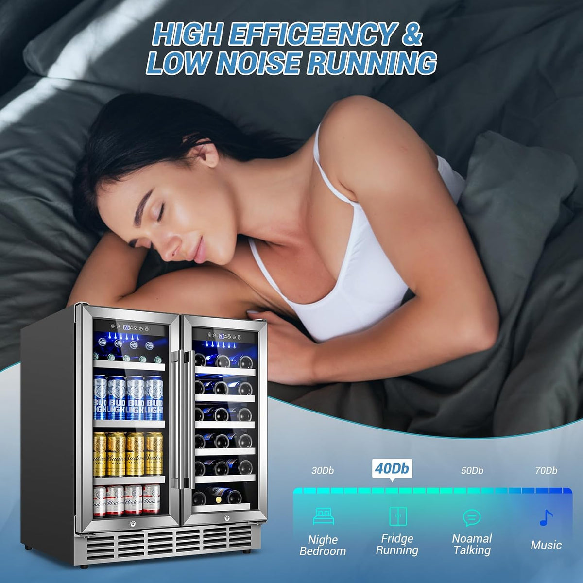 30''Wine and Beverage Refrigerator-Dual Zone under Counter Fridge