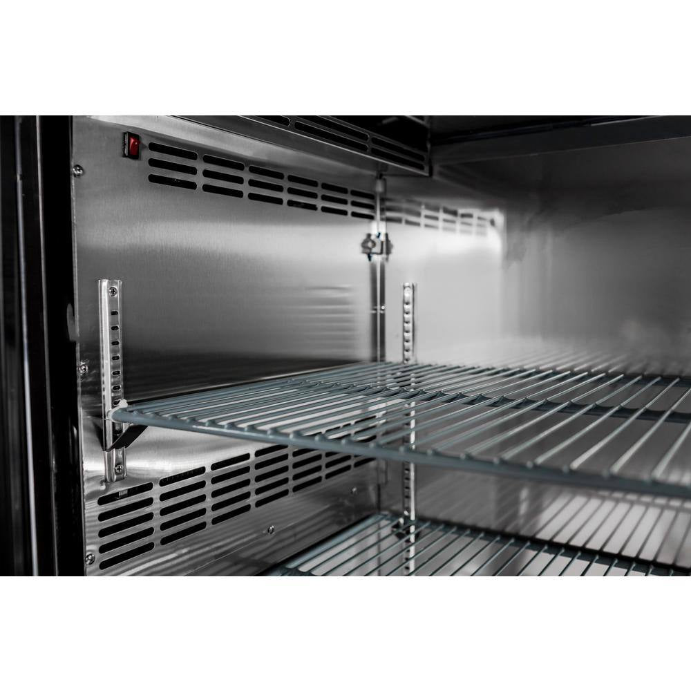 60 In. W 15.8 Cu. Ft. Commercial under Back Bar Cooler Refrigerator with Glass Doors in Stainless Steel with Black
