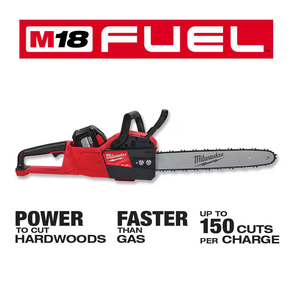 M12 FUEL 8 In. 12V Lithium-Ion Brushless Cordless Hedge Trimmer Kit and M18 FUEL 16 In. Chainsaw Combo Kit (2-Tool)
