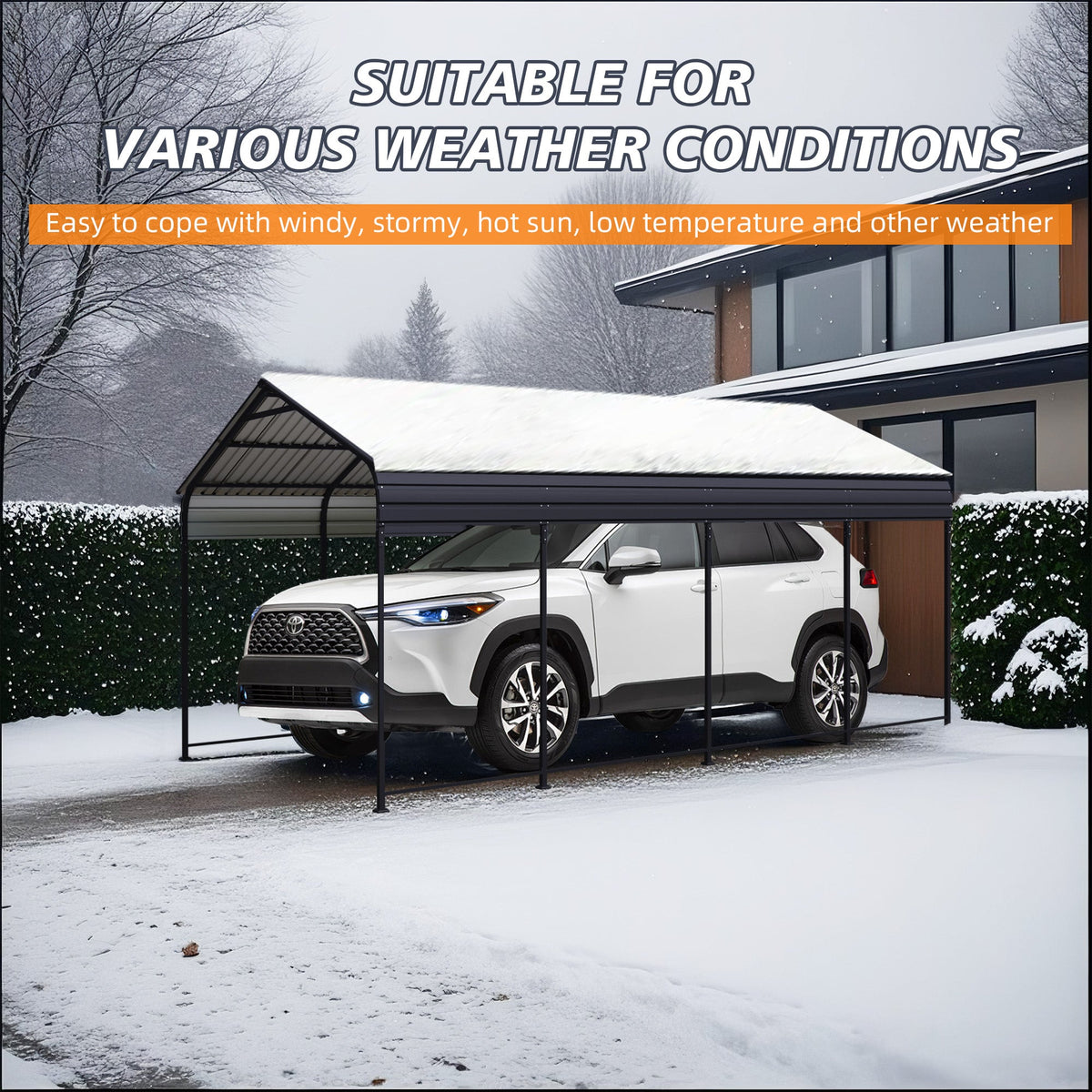 12x20 FT Heavy Duty Metal Carport with Galvanized Steel Roof