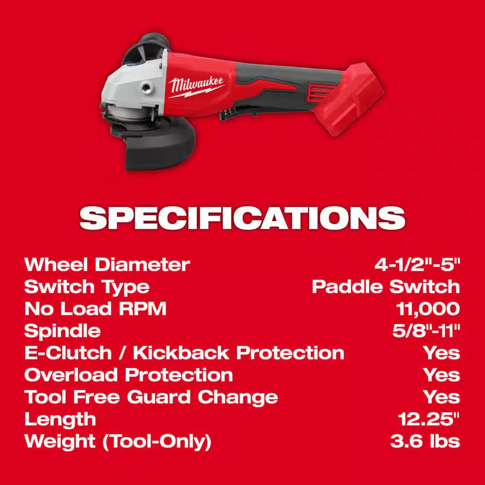 M18 18-Volt Lithium-Ion Brushless Cordless 4-1/2 In./5 In. Grinder with Paddle Switch with 5.0Ah Starter Kit