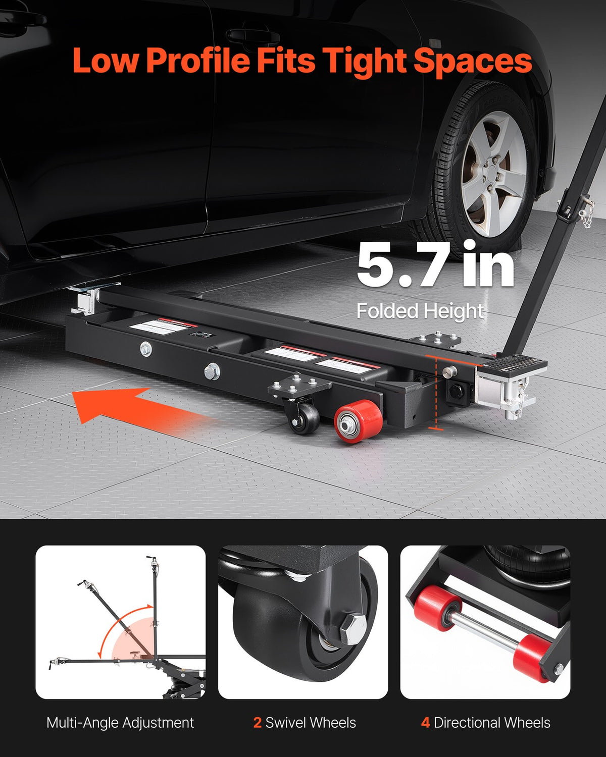 VEVOR Air Portable Car Lift Air Jack 6613 Lbs 5.7-21.7 Inch for Home Garage