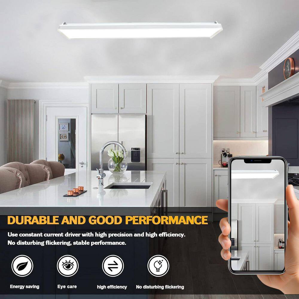 2-Pack 4 Ft. 6000 Lumens Integrated LED Wraparound Light 40W 120-277V Adjustable CCT Dimmable Garage Lighting Workshop