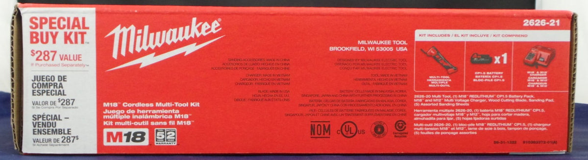 Milwaukee 18V Cordless Multi-Tool Kit 2626-21 with Cp1.5 Battery and Charger NEW