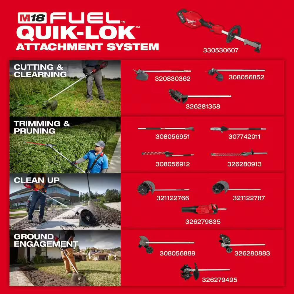 M18 FUEL 18V 16 In. Brushless Cordless QUIK-LOK String Trimmer 8.0 Ah FORGE Kit W/ Pole Saw & Brush Cutter Attachments
