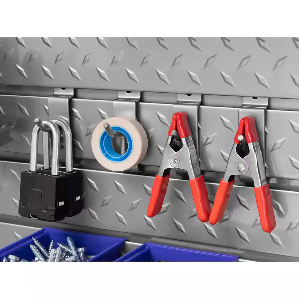 71.75 In. H X 0.66 In. W PVC Slatwall Panels Set in Silver (40 Sq. Ft.) with 40-Piece Hook Kit