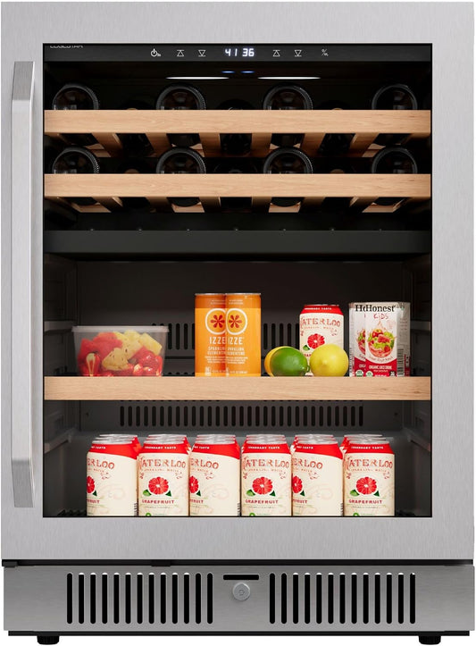 24 Inch 28 Bottle 86 Can Dual Zone Wine and Beverage Cooler