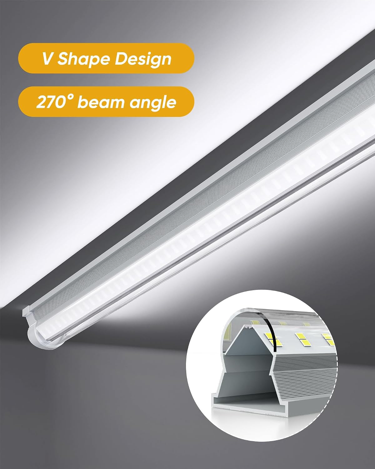 8FT 10 Pack LED Shop Lights, 120W 15000LM 6000K Garage Lighting