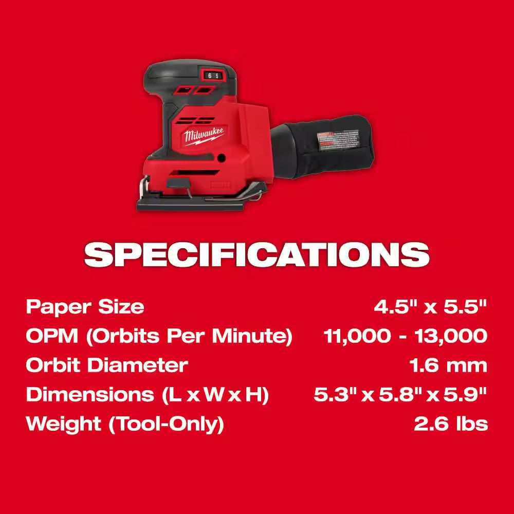 M18 18V Lithium-Ion Cordless 1/4 In. Sheet Sander (Tool-Only)