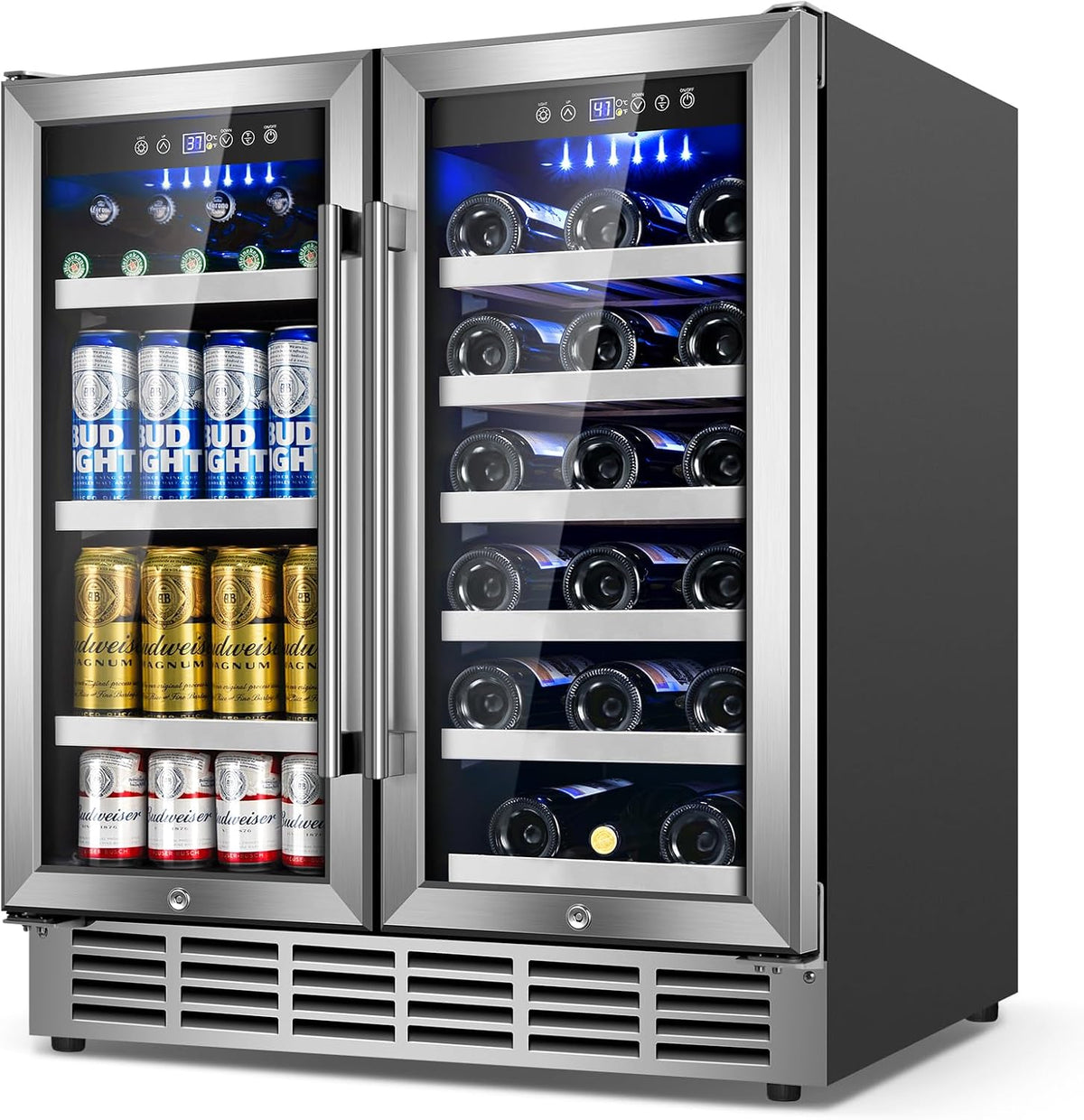 30''Wine and Beverage Refrigerator-Dual Zone under Counter Fridge