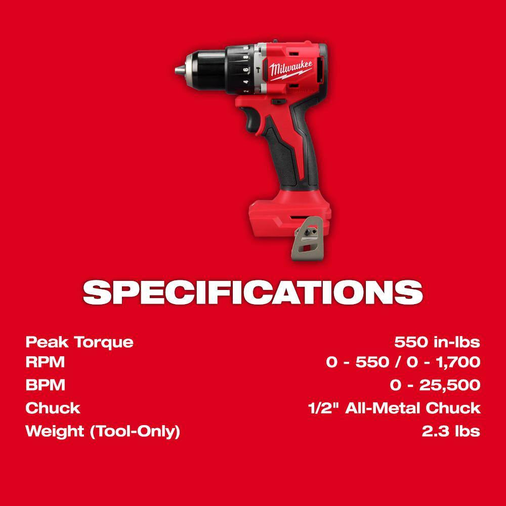 M18 18-Volt Lith-Ion Brushless Cordless Compact Hammer Drill/Impact Combo Kit (2-Tool) W/(2) Batteries & M18 Multi-Tool
