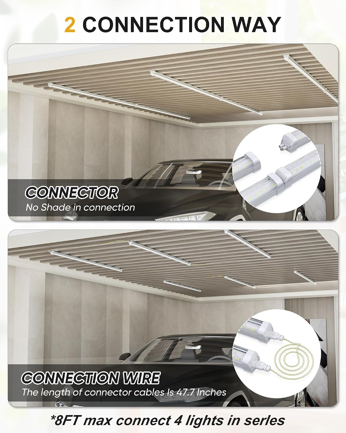 8FT 10 Pack LED Shop Lights, 120W 19200LM 6000K Garage Lighting