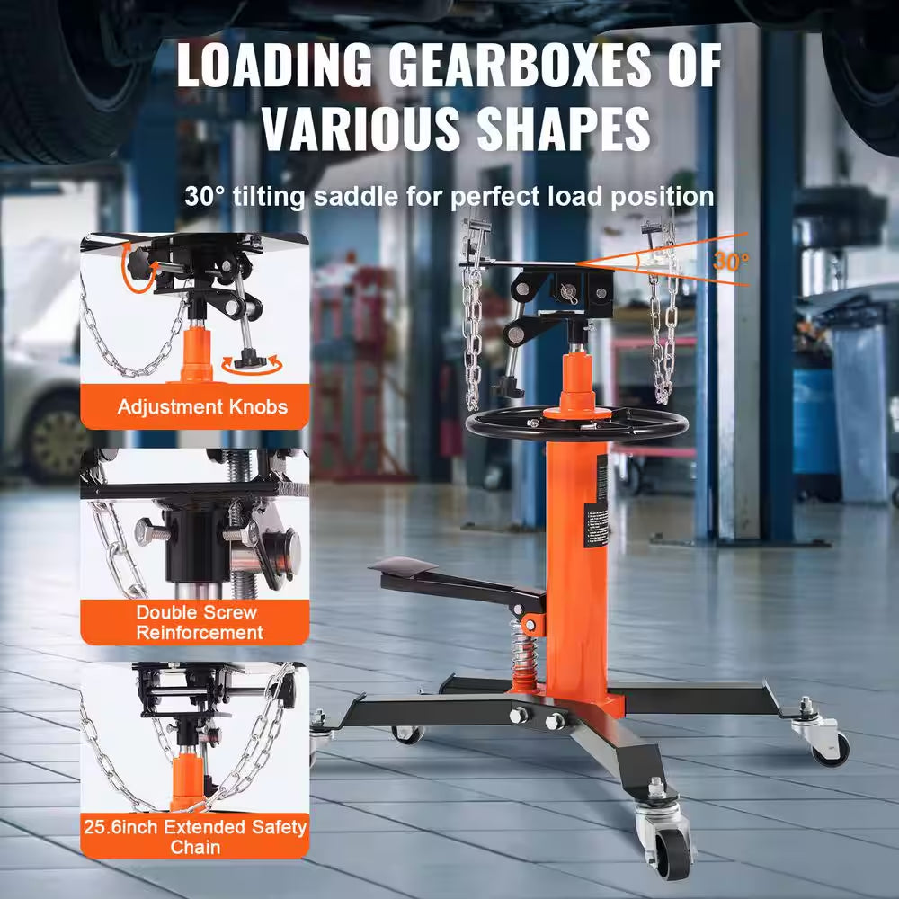 1322 Lbs. Hydraulic Transmission Jack 1 360° Swivel Wheels for Car Lift