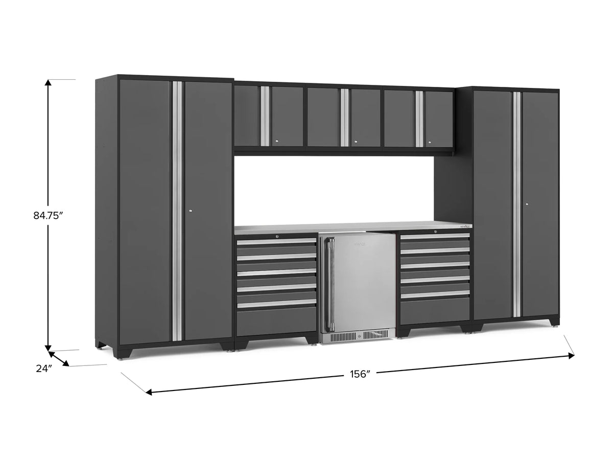 Pro Series 9PC Garage Cabinetry Set · 18-Gauge Steel · Fully-Welded · 156" W X 24" D X 84.75" H