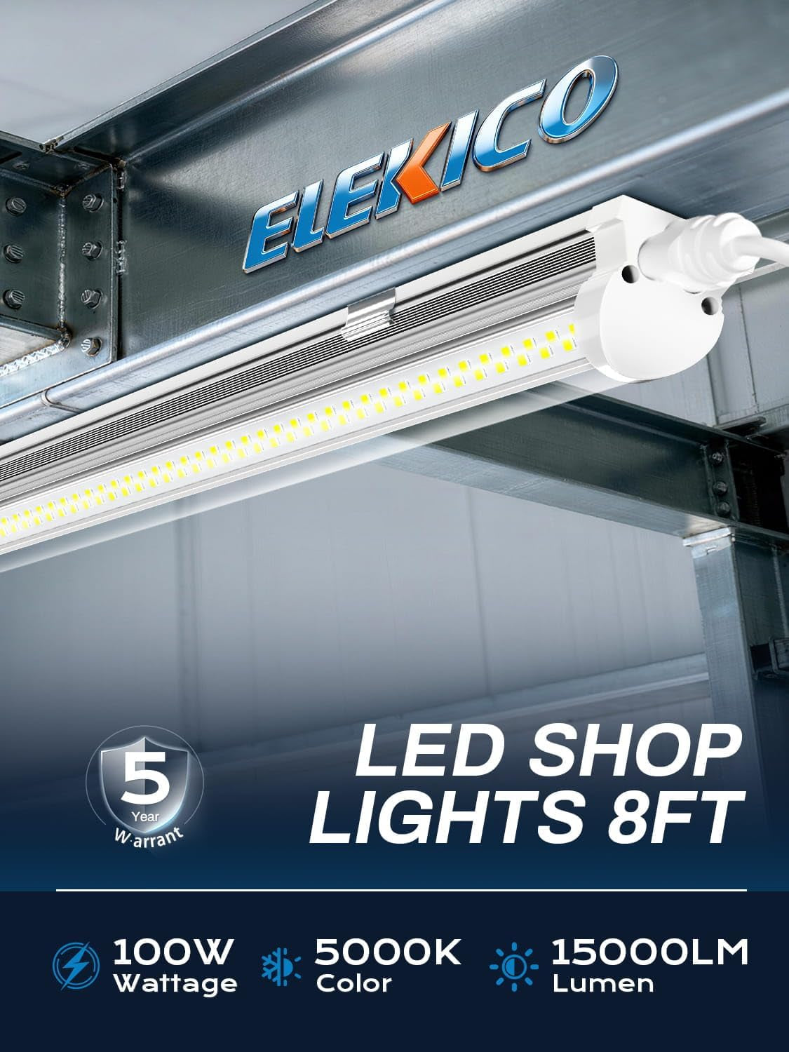 Super Bright 100W 5000K 15000LM 8FT Led Shop Lights 10-Pack for Garage Shop