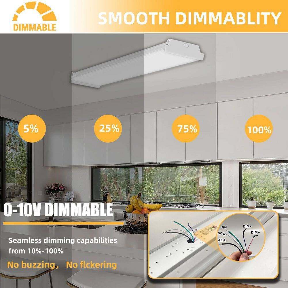 2-Pack 4 Ft. 6000 Lumens Integrated LED Wraparound Light 40W 120-277V Adjustable CCT Dimmable Garage Lighting Workshop
