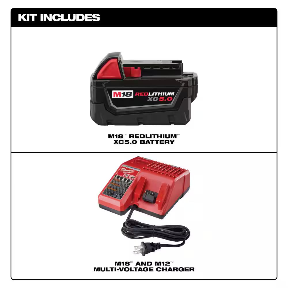 M18 18-Volt Lithium-Ion Brushless Cordless 4-1/2 In./5 In. Grinder with Paddle Switch with 5.0Ah Starter Kit
