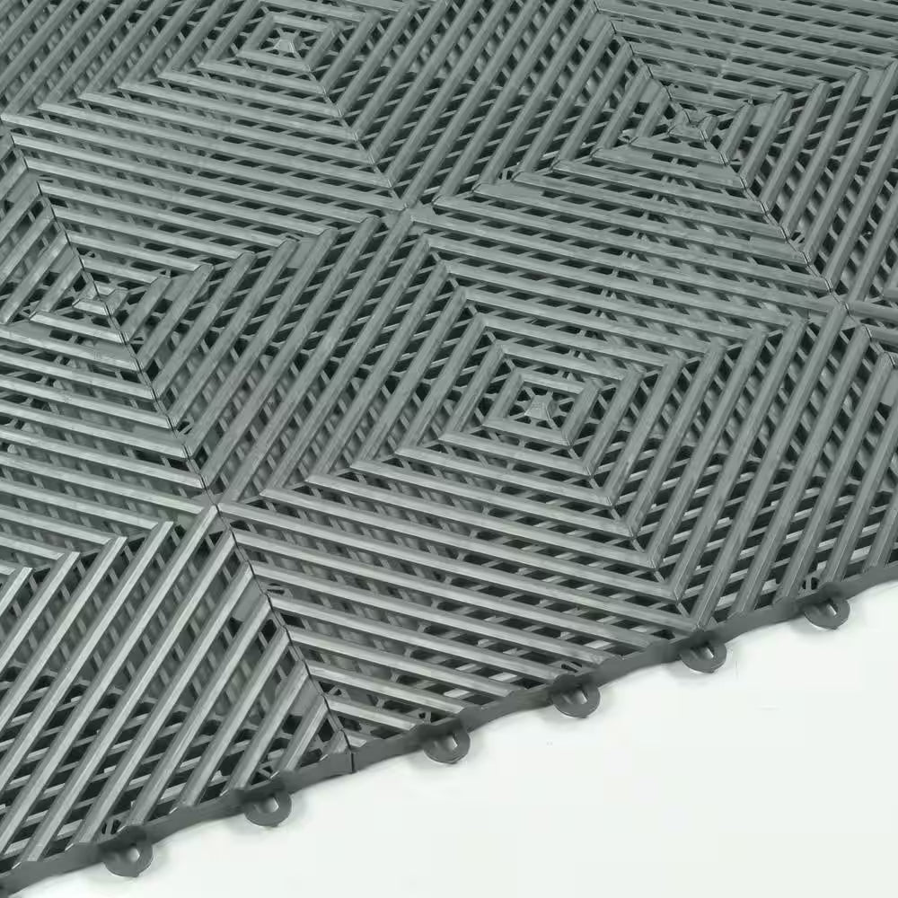 Perforated Click 12-1/8 In. X 12-1/8 In. Black Plastic Garage Floor Tile (25-Pack)