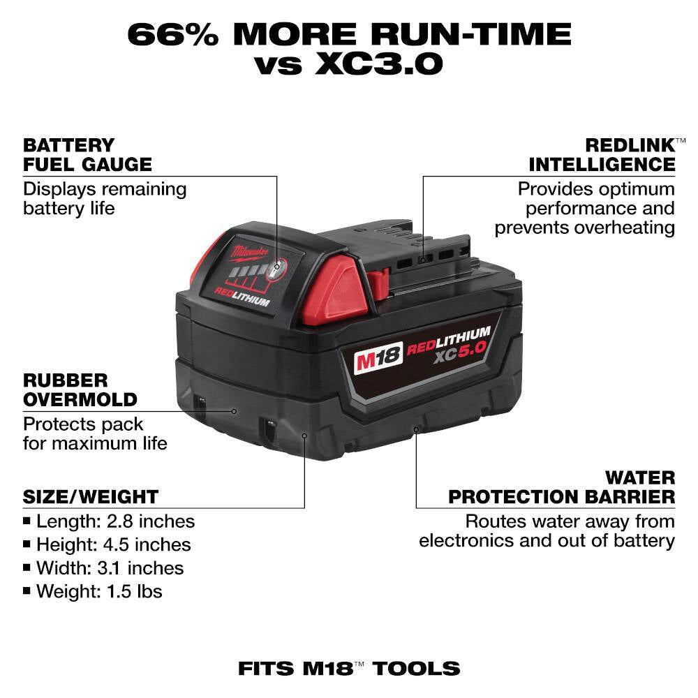 M18 18V Lithium-Ion PACKOUT 6-Port Rapid Charger W/5.0 Ah Battery