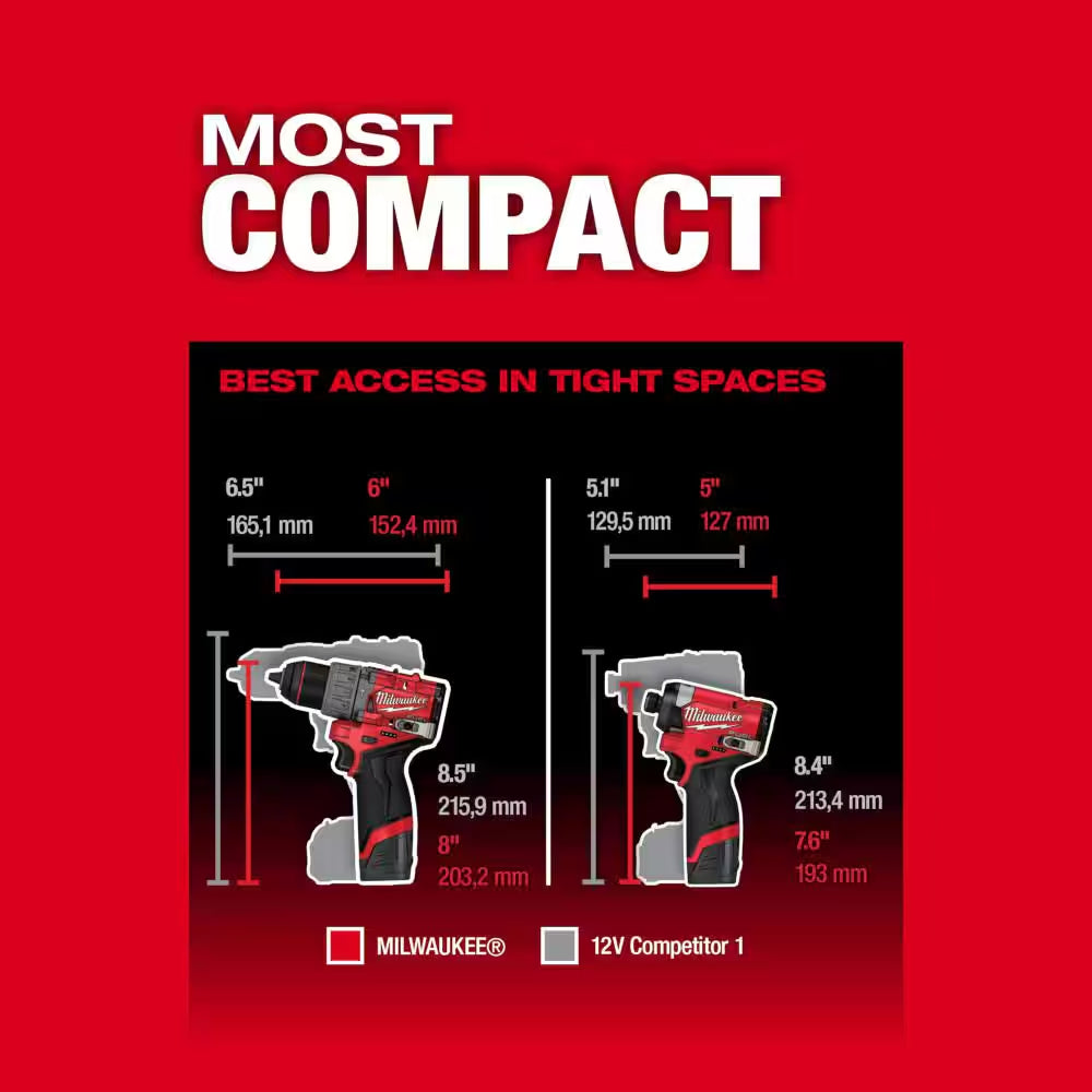 M12 Fuel 12-Volt Lithium-Ion Brushless Cordless Hammer Drill/Impact Driver Combo Kit plus 2.0 Ah Battery