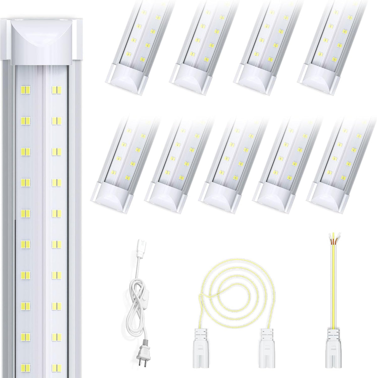 8FT 10 Pack LED Shop Lights, 120W 15000LM 6000K Garage Lighting