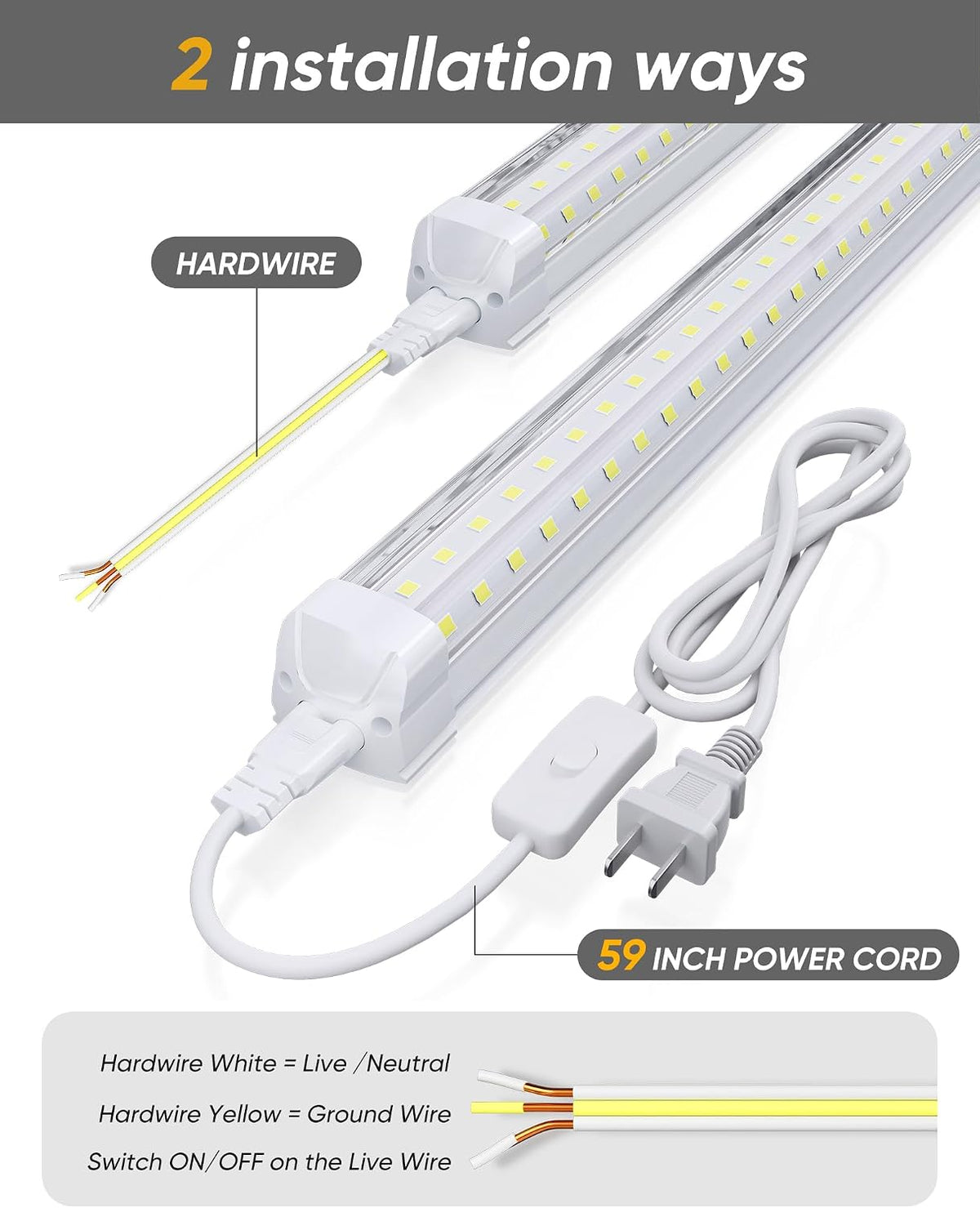 8FT 10 Pack LED Shop Lights, 120W 19200LM 6000K Garage Lighting