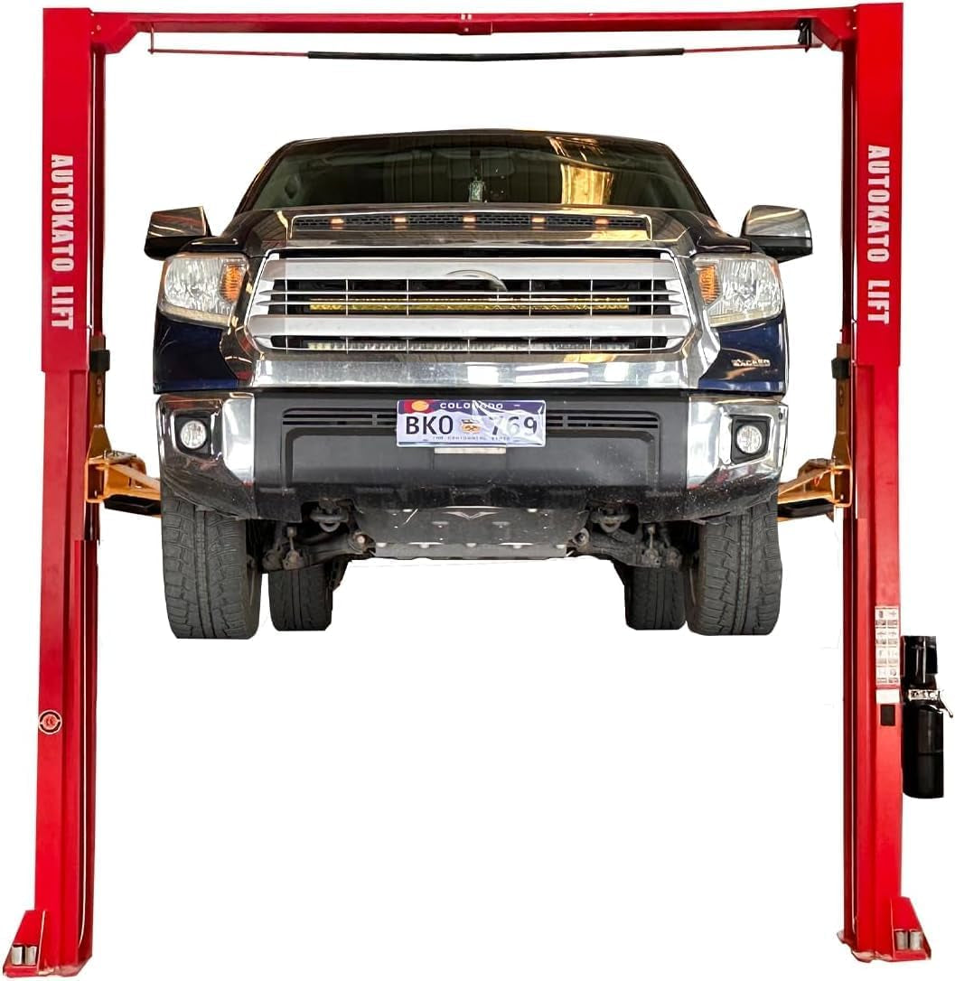 12000 Lbs Extra Height 167Inch 2 Post Lift Two Post Car Lift AK-M120 Auto Lift Car Lift Hoist 2 Post Car Lift (Extra Height, Red)