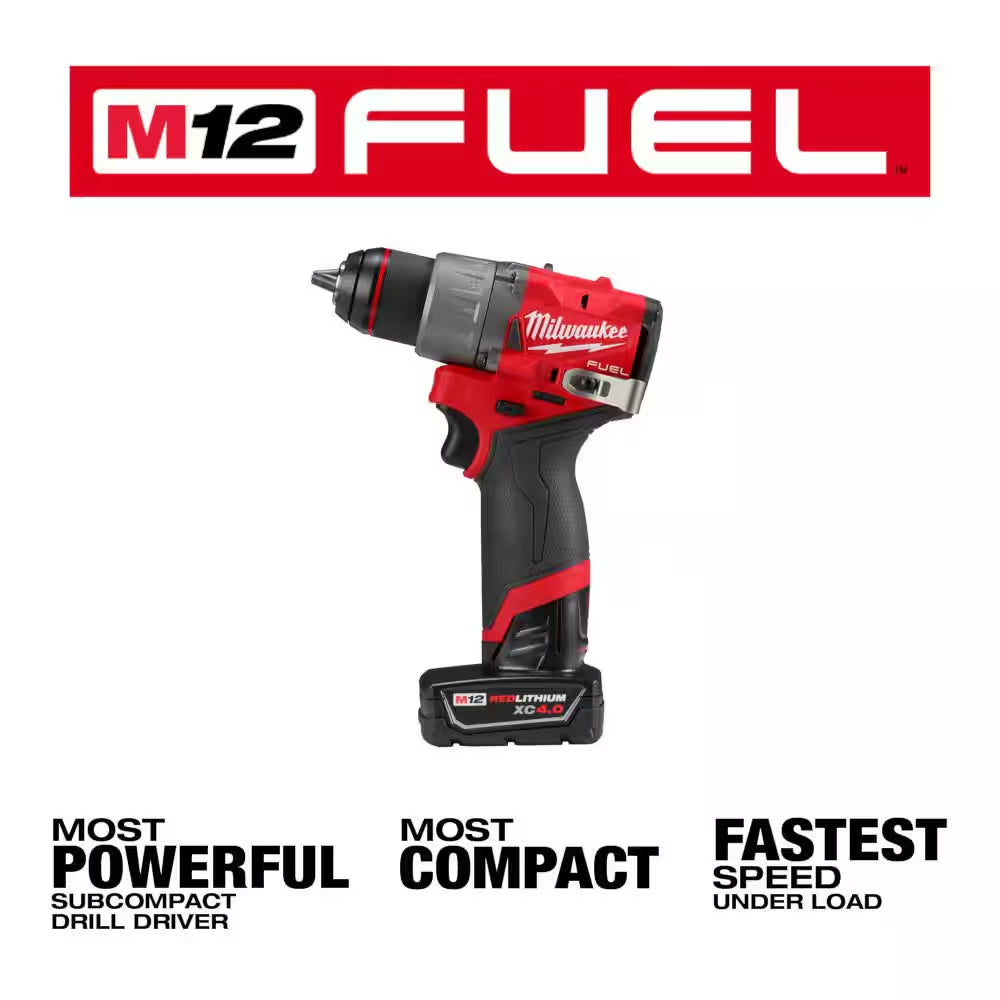M12 Fuel 12-Volt Lithium-Ion Brushless Cordless Hammer Drill/Impact Driver Combo Kit plus 2.0 Ah Battery