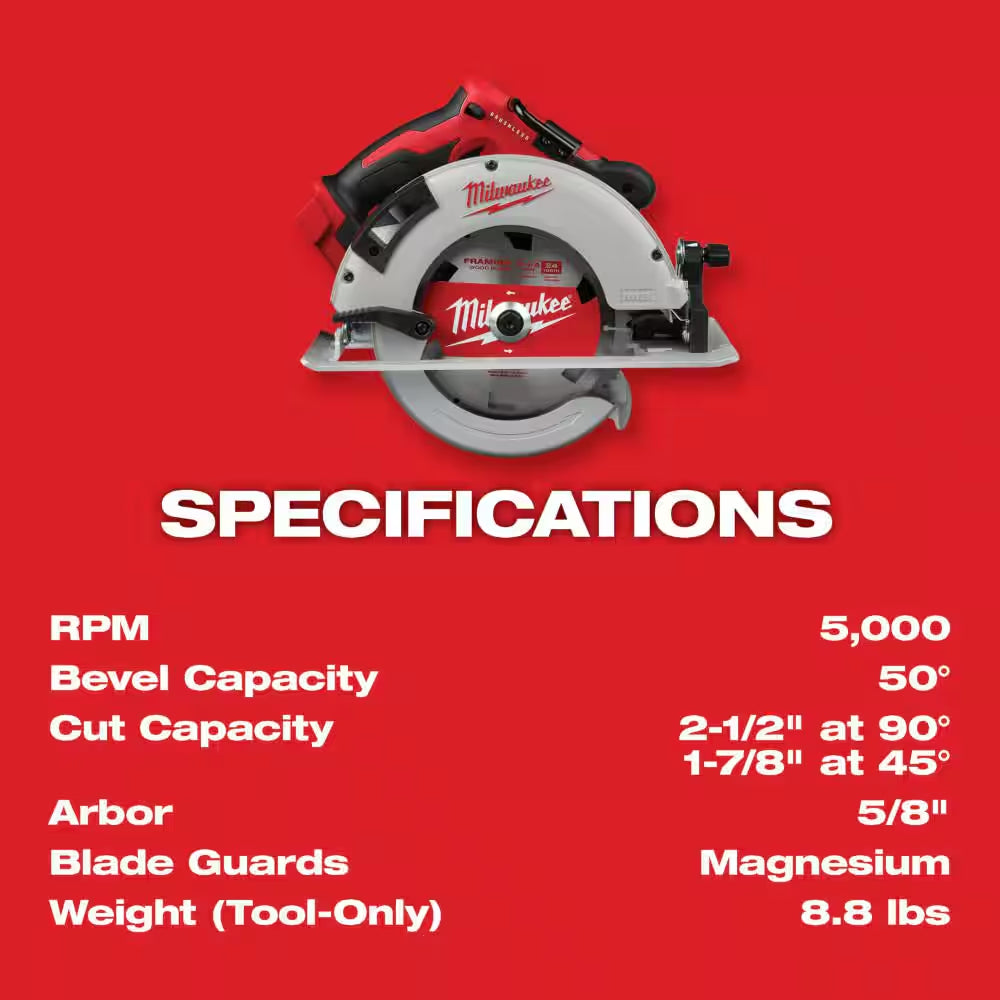 M18 18V Lithium-Ion Brushless Cordless 7-1/4 In. Circular Saw with 5.0Ah Battery