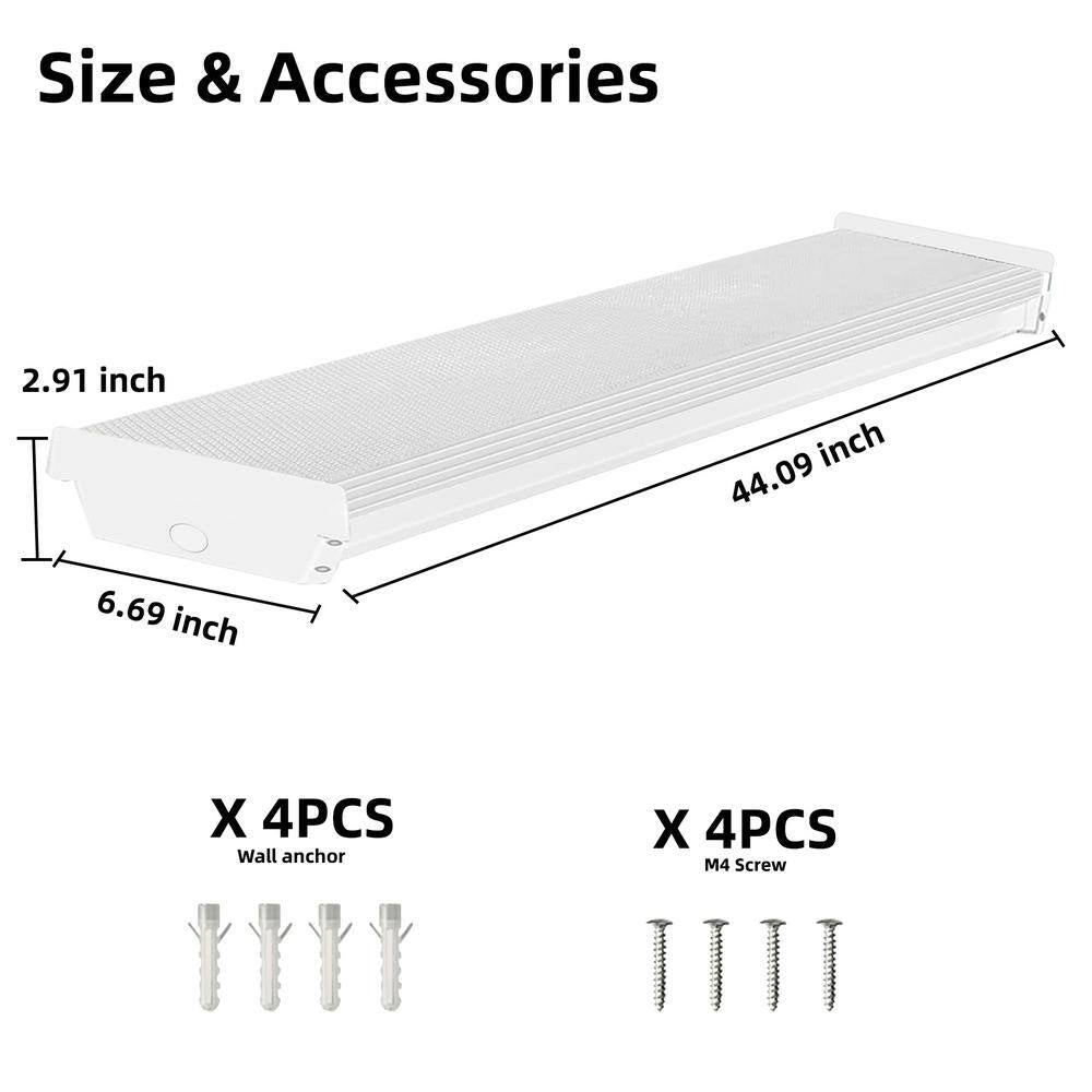 44.09 In. 5300 Lumens LED Wraparound Light Laundry Room/Garage Lighting 3-CCT Adjustable 3500/4000/5000K, Dimmable