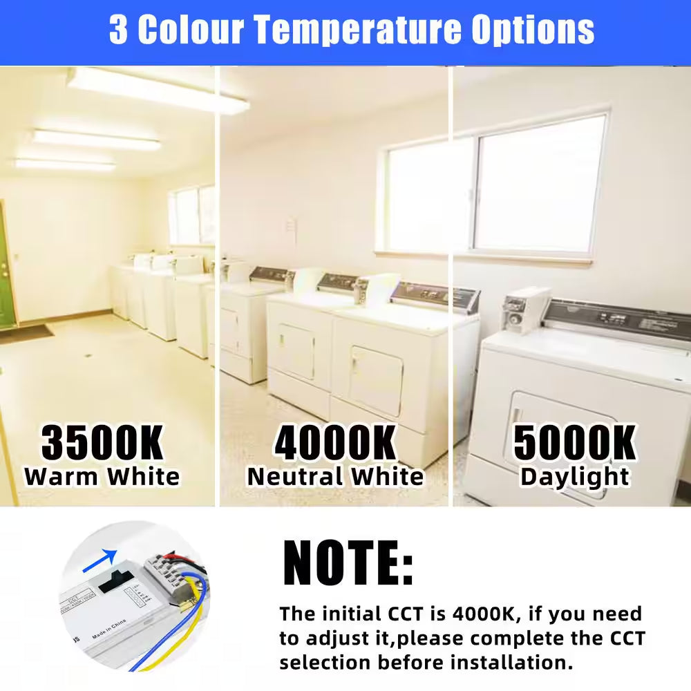 44.09 In. 5300 Lumens LED Wraparound Light Laundry Room/Garage Lighting 3-CCT Adjustable 3500/4000/5000K, Dimmable