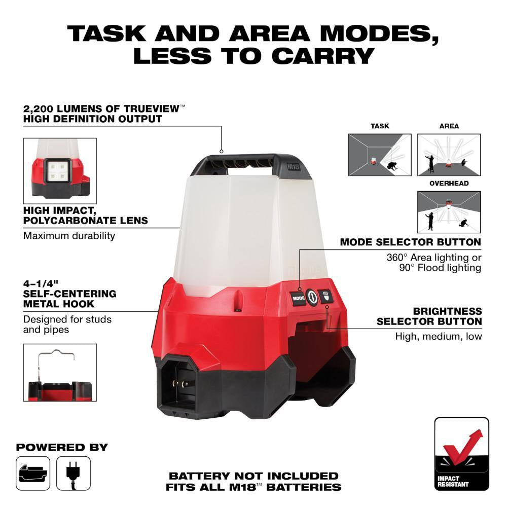 M18 18V 2200 Lumens Cordless Radius LED Compact Site Light with Flood Mode W/ (1) 5. 0Ah Battery and Charger