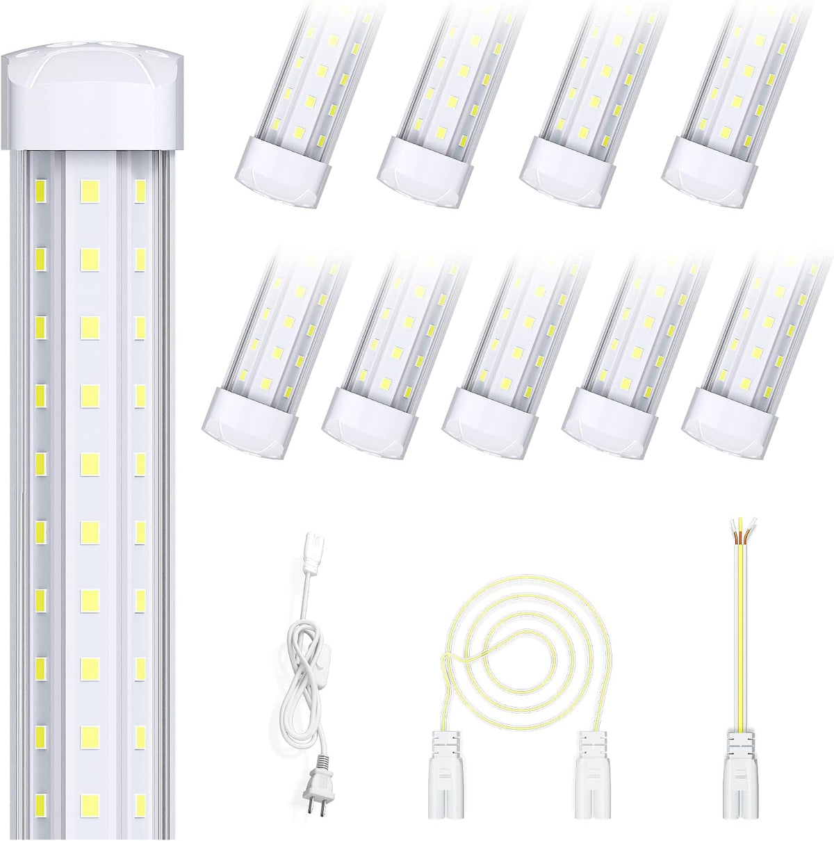 8FT 10 Pack LED Shop Lights, 120W 19200LM 6000K Garage Lighting