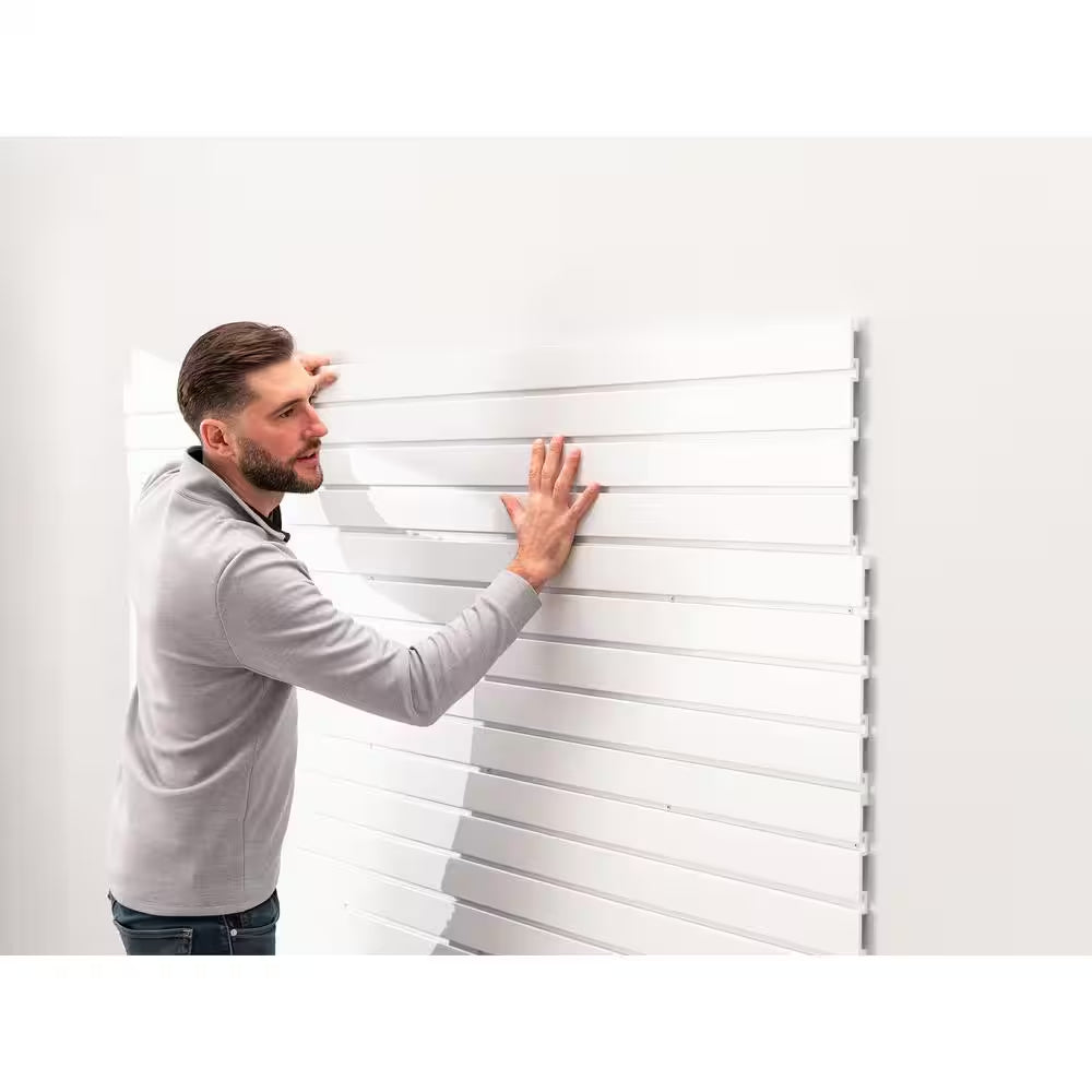 71.77 In. H X 80 In. W PVC Slatwall Panel Set in White (40 Sq. Ft. ) Garage Wall Product